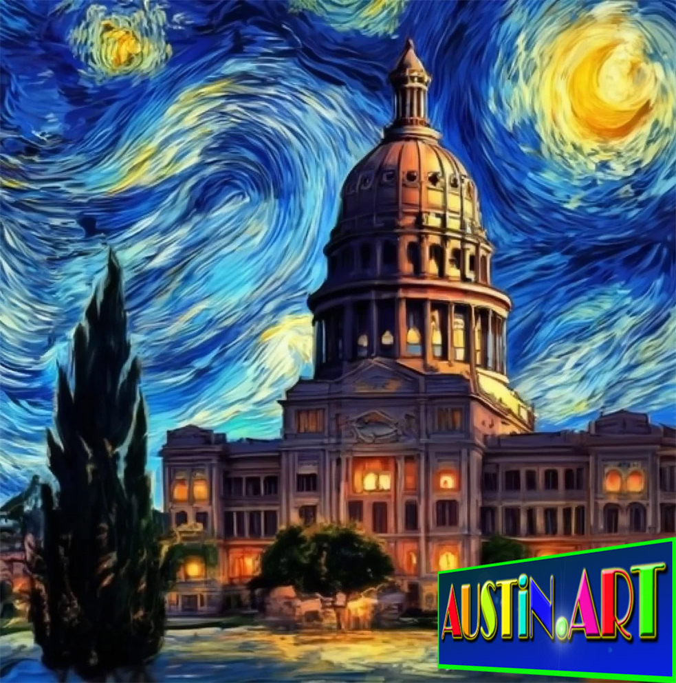 Austin Art Prints For Sale, Vincent Van Gogh Painting Austin Capitol Building